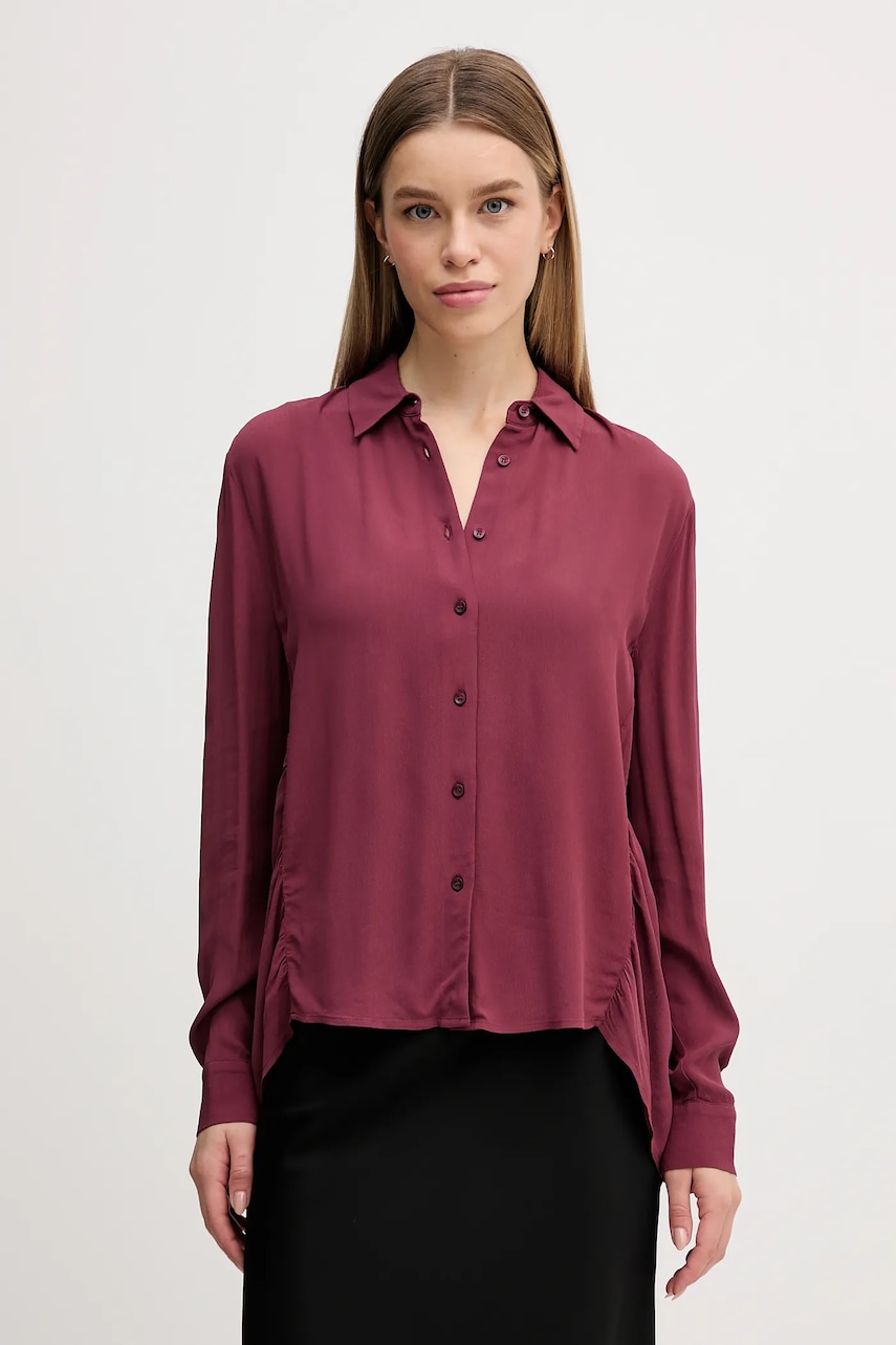 Sisley cămașă culoarea bordo, cu guler clasic, regular, 5IDTLQ09G