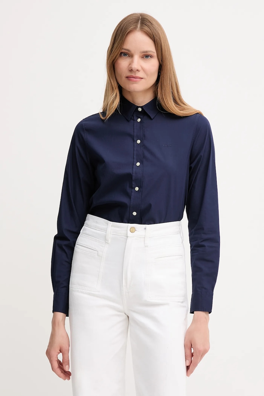 Gant cămașă din bumbac culoarea bleumarin, cu guler clasic, regular, 4300348
