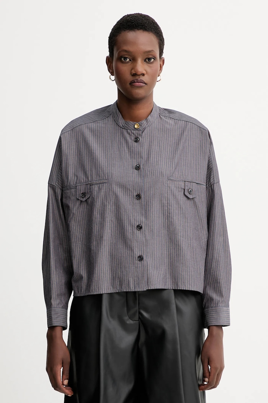 Sessun cămașă din bumbac culoarea gri, relaxed, 25110034