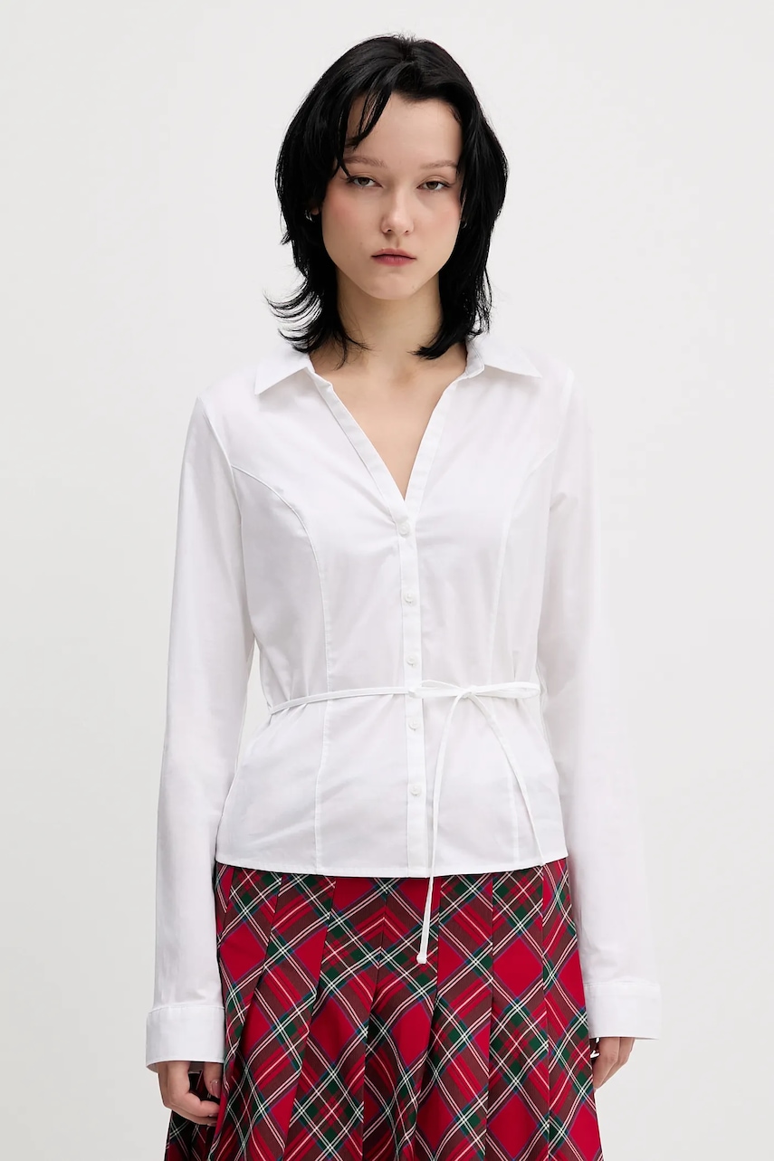 Hollister Co. cămașă culoarea alb, cu guler clasic, slim, KI340-5442