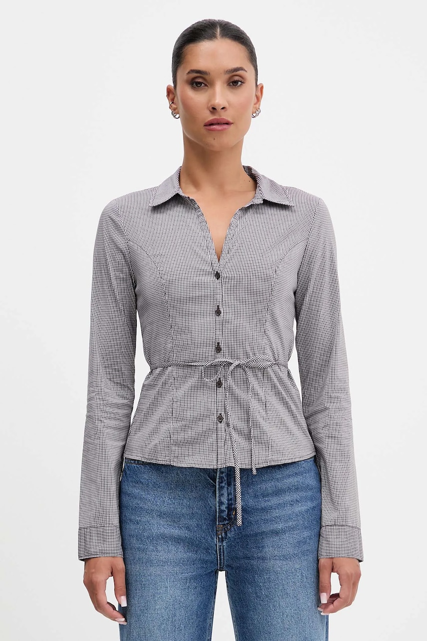 Hollister Co. cămașă culoarea maro, cu guler clasic, slim, KI340-5442