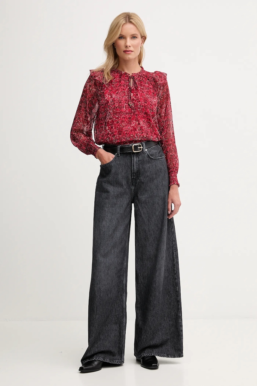 Блузка Pepe Jeans цвет бордовый узор PL3051270 Блузка Pepe Jeans цвет бордовый узор PL3051270