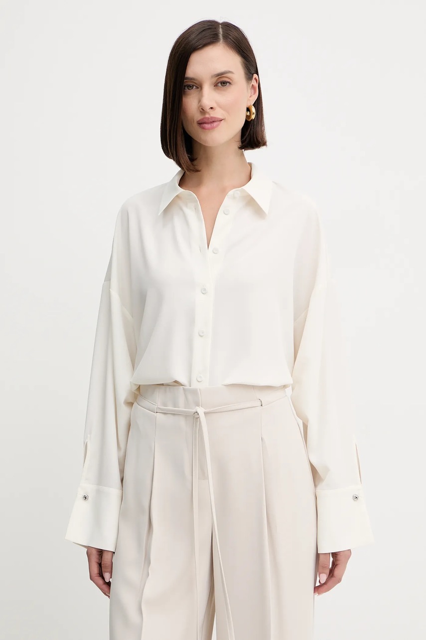 Levně Košile Twinset dámská, béžová barva, relaxed, s klasickým límcem, 252AP2142