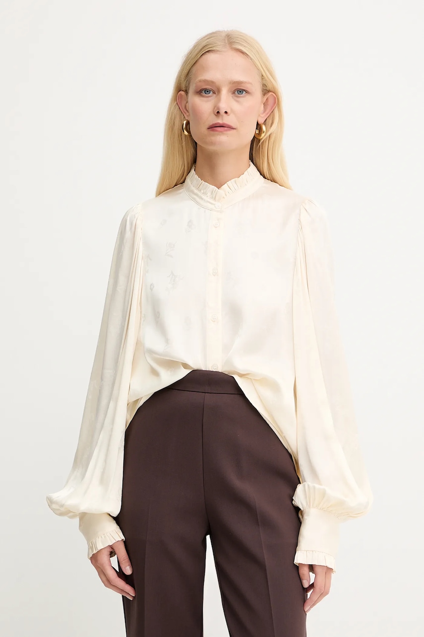 Levně Košile Twinset dámská, béžová barva, regular, se stojáčkem, 252TT2362
