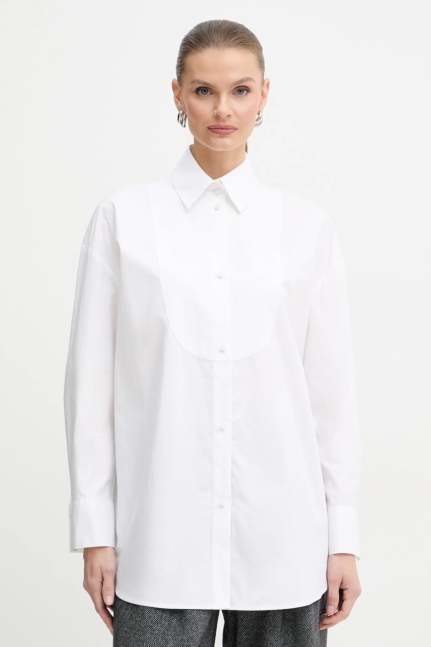 Armani Exchange cămașă din bumbac culoarea alb, cu guler clasic, relaxed, XW000706 AF12812