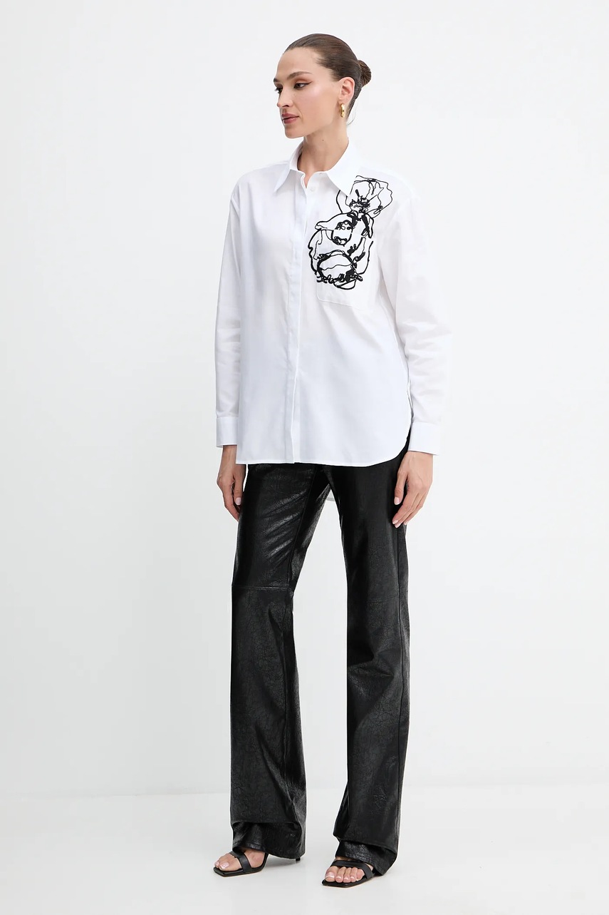 Хлопковая рубашка MAX&Co. цвет белый relaxed классический воротник 2526116012200