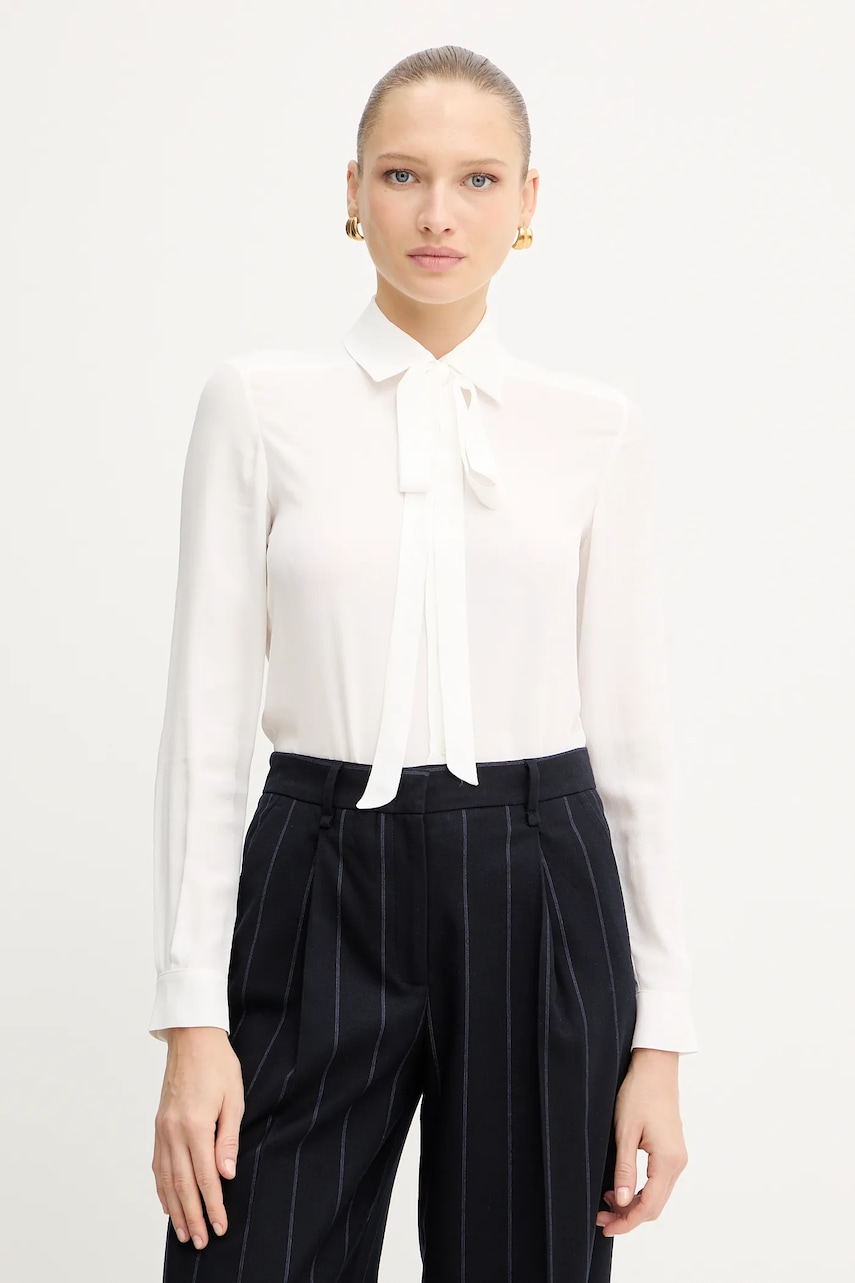 MAX&Co. cămașă cu mătase culoarea alb, cu guler clasic, regular, 2526116053200