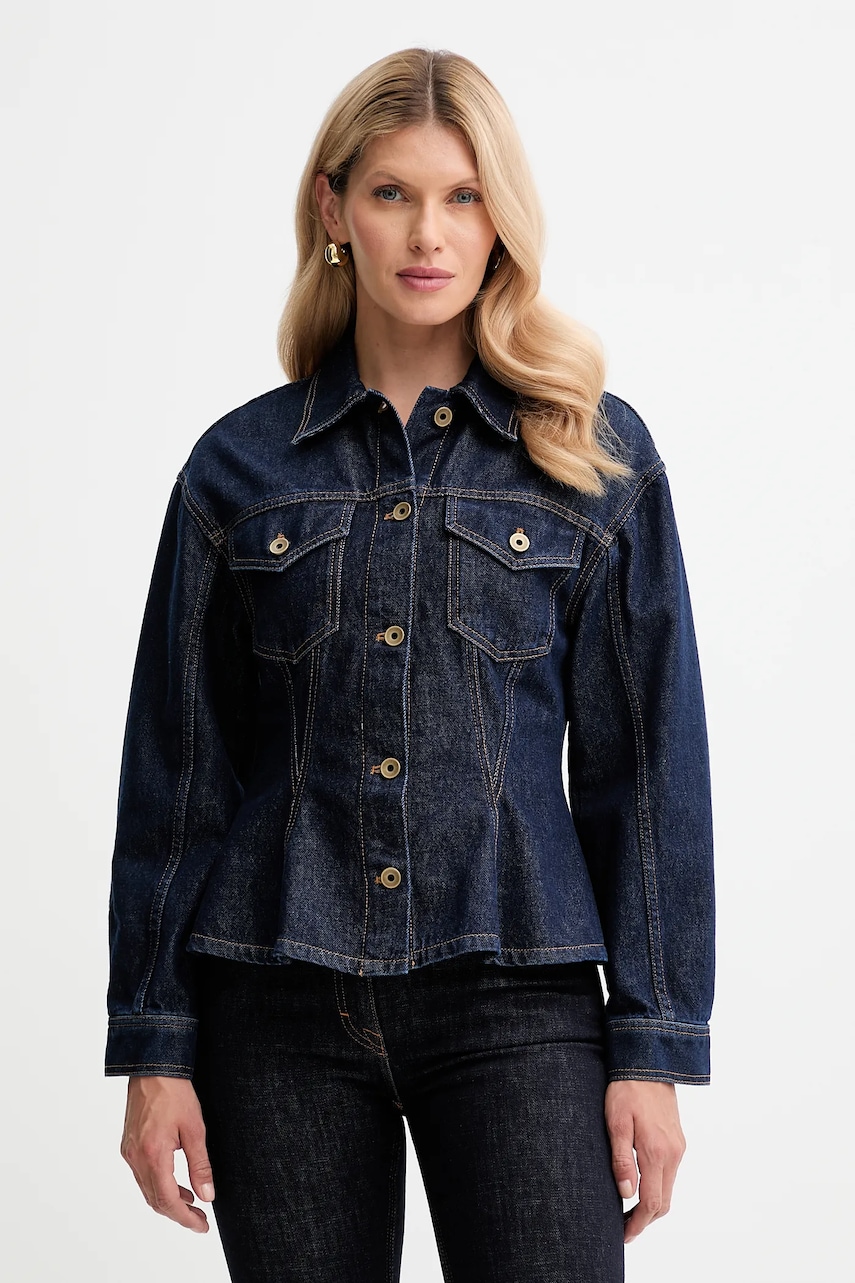 Luisa Spagnoli geacă jeans culoarea bleumarin, de tranziție, 542333