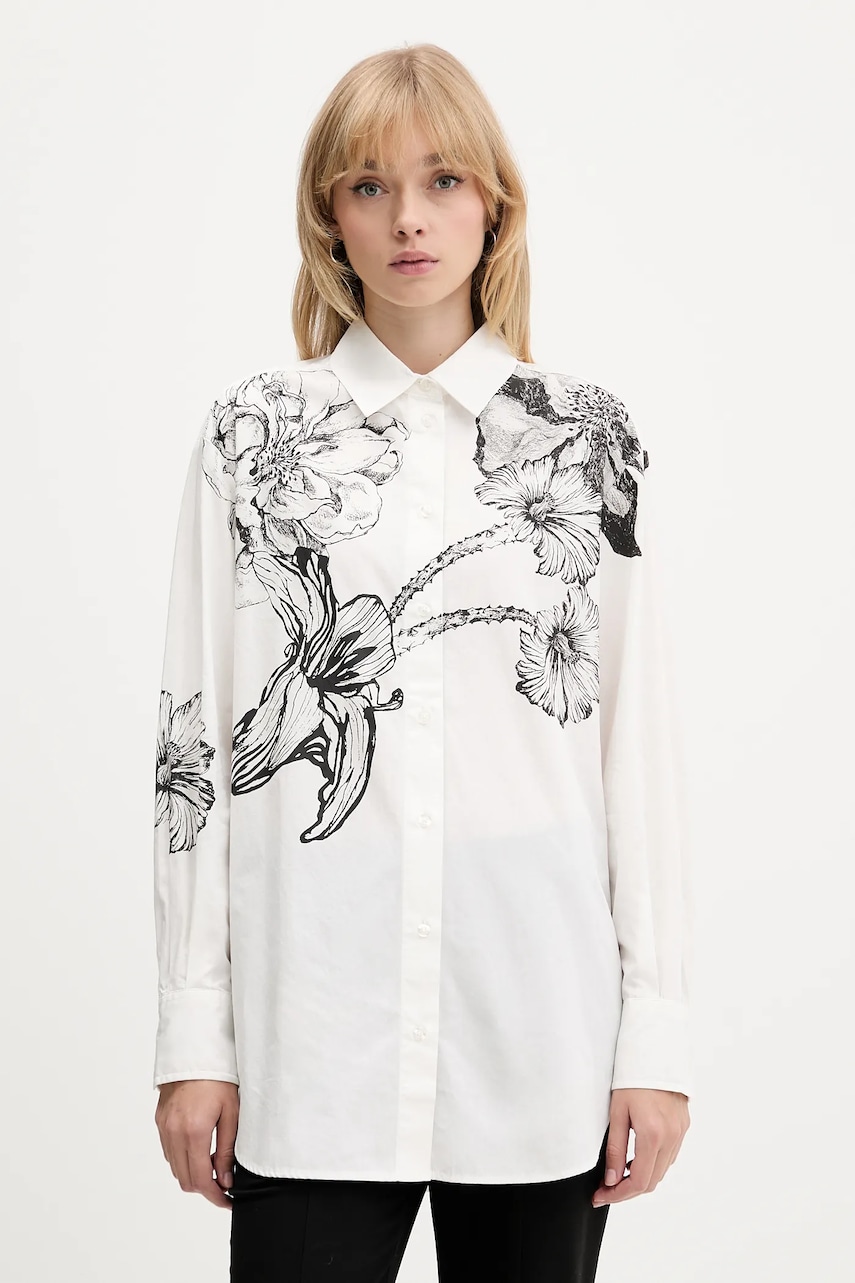 Desigual cămașă din bumbac BYN LACROIX culoarea alb, cu guler clasic, relaxed, 25WWCW07