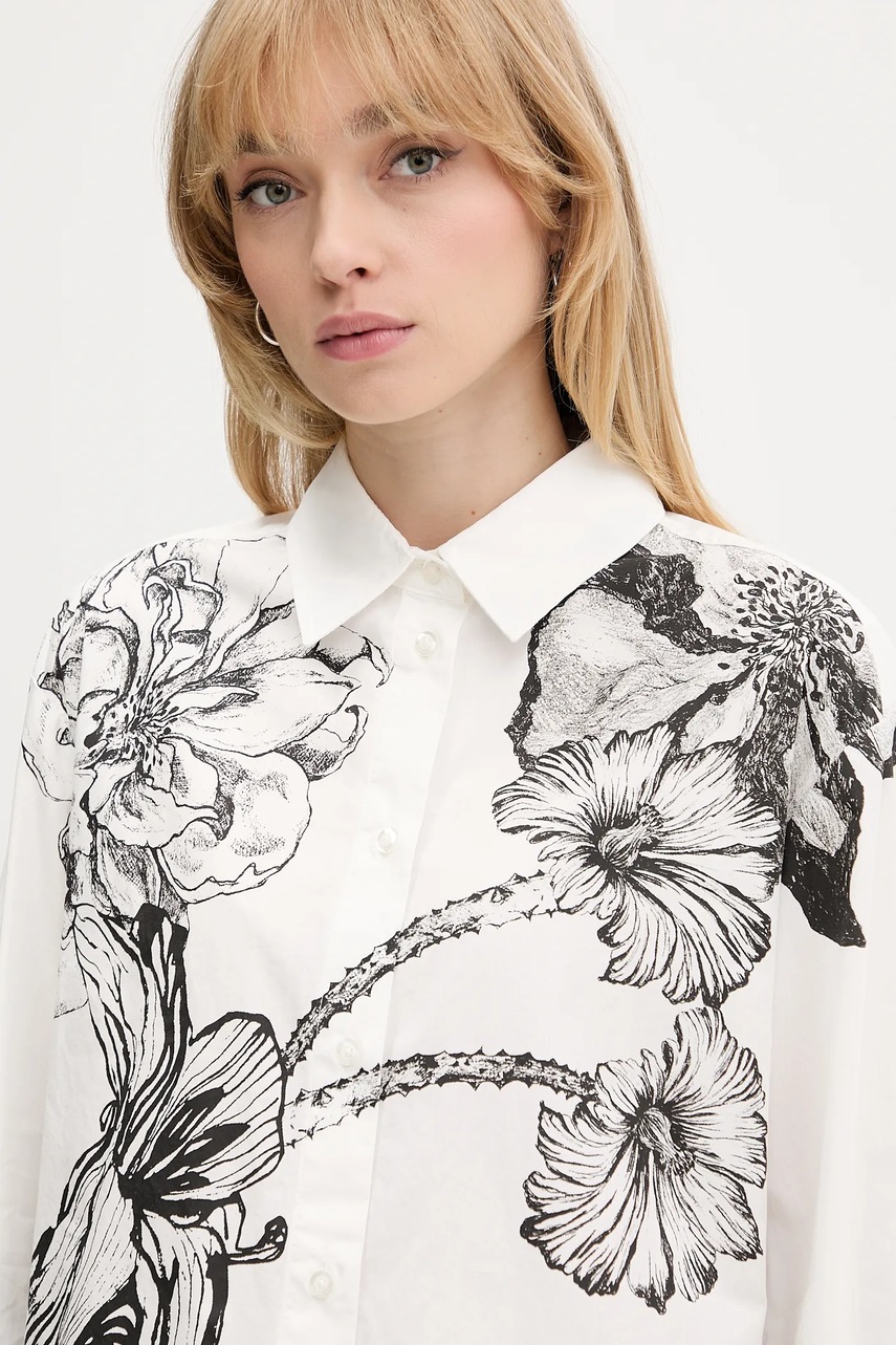 Βαμβακερό πουκάμισο Desigual BYN LACROIX χρώμα: άσπρο, 25WWCW07 φωτογραφία