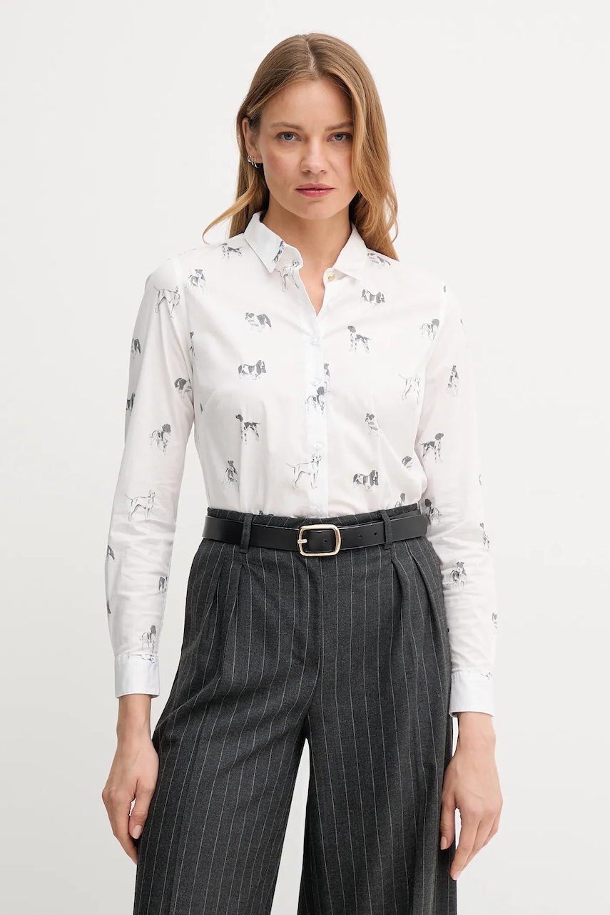 Levně Košile Barbour BRAMBLES dámská, bílá barva, slim, s klasickým límcem, LSH1644