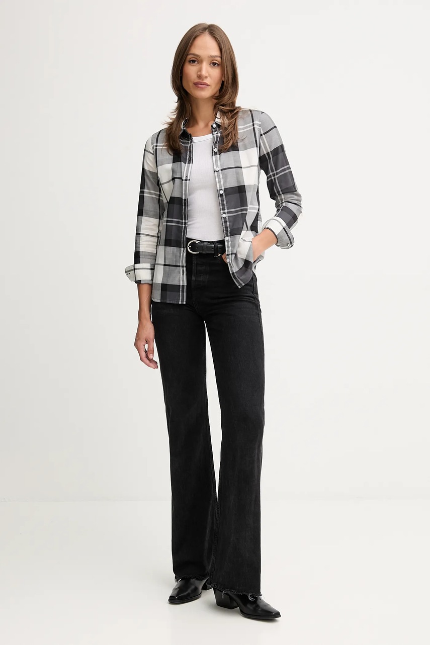 Хлопковая рубашка Barbour BRENDON цвет серый regular классический воротник LSH1353