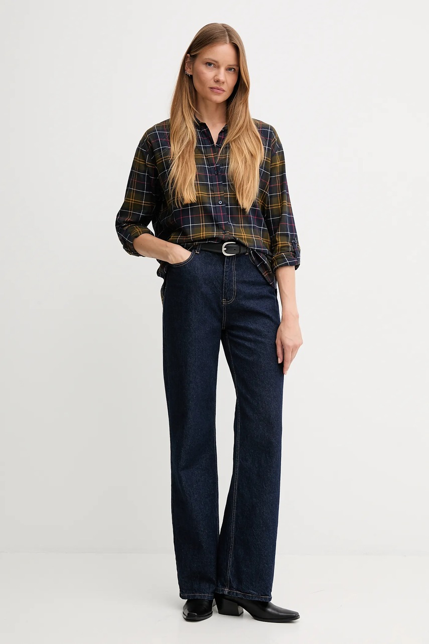 Хлопковая рубашка Barbour ELISHAW цвет синий relaxed классический воротник LSH1560