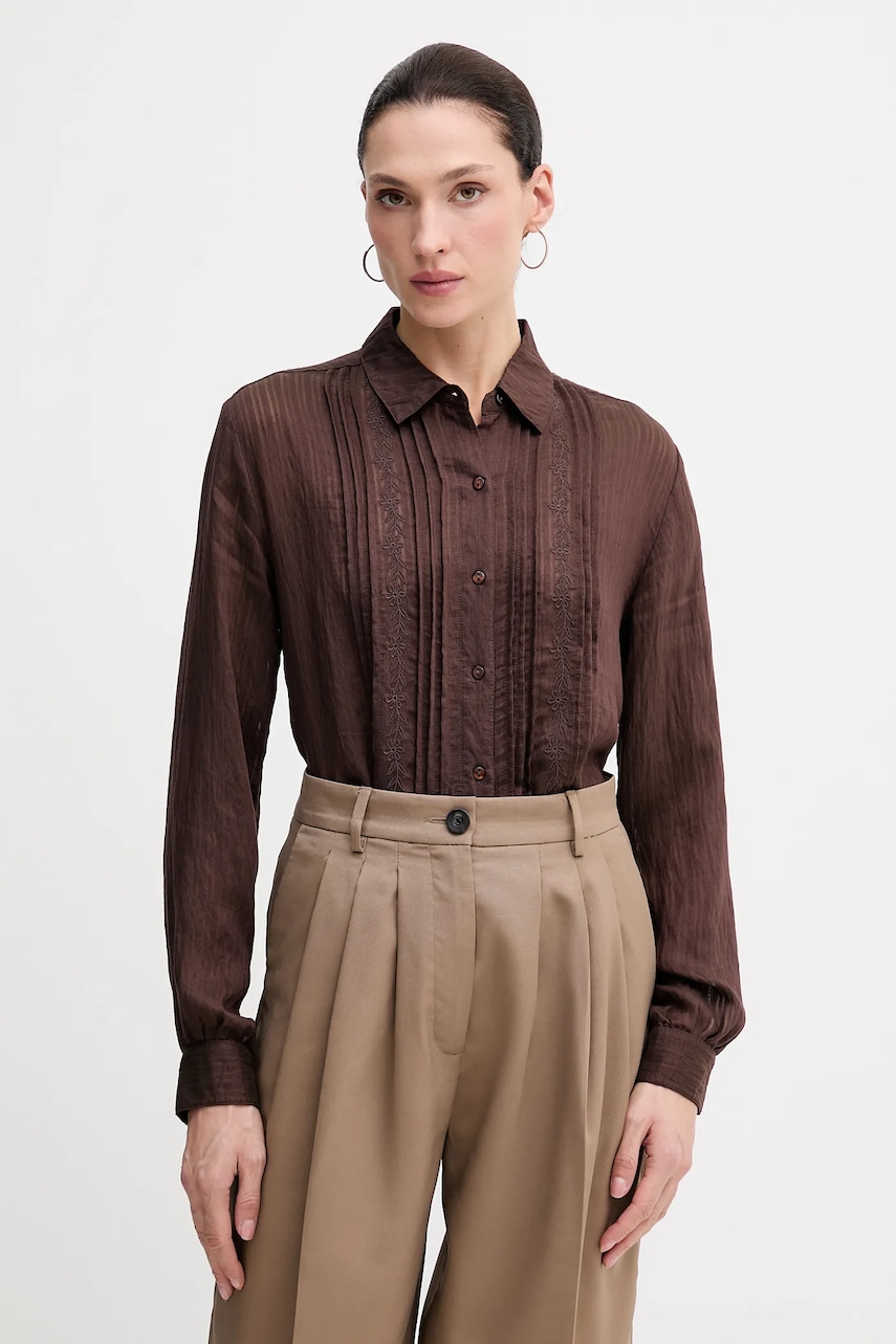 Hoss Intropia cămașă culoarea maro, cu guler clasic, regular, 6282697