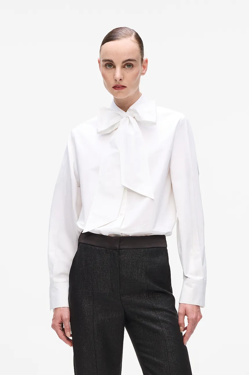 Karl Lagerfeld cămașă din bumbac culoarea alb, regular, A4W11009