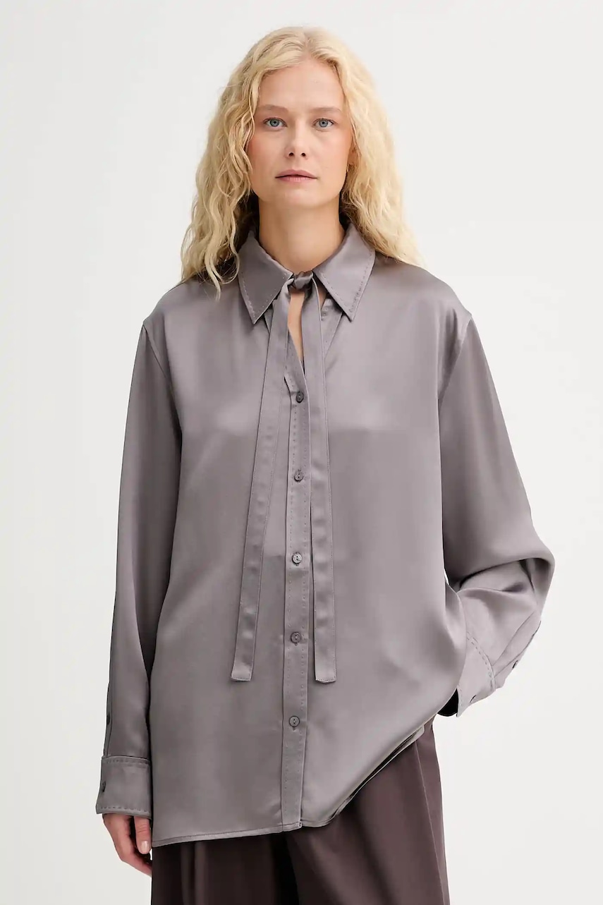 ISABELLE BLANCHE cămașă culoarea gri, cu guler clasic, relaxed, IS25FW-C059-T008