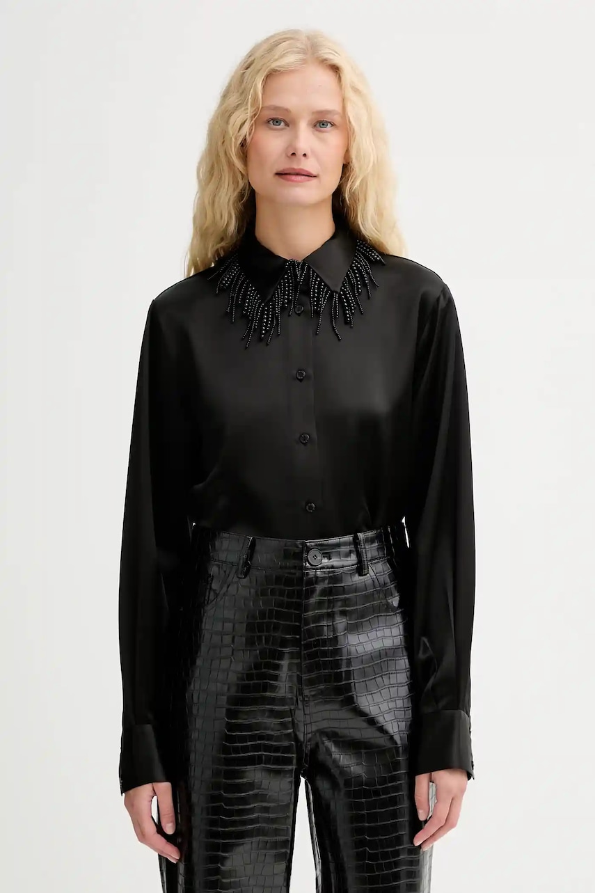 ISABELLE BLANCHE cămașă culoarea negru, cu guler clasic, regular, IS25FW-C079-T008
