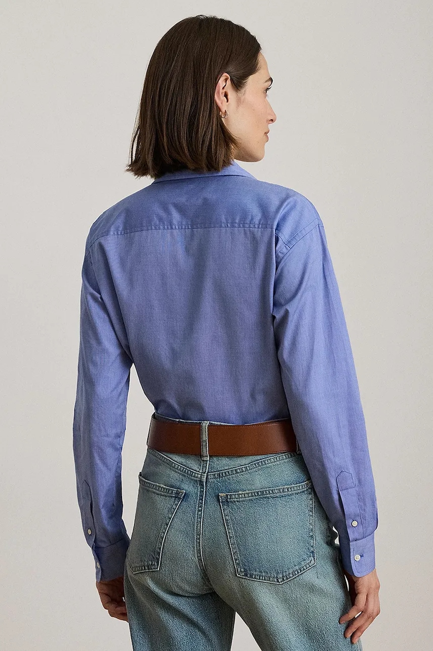Хлопковая рубашка Lauren Ralph Lauren relaxed классический воротник 200979855 Хлопковая рубашка Lauren Ralph Lauren relaxed классический воротник 200979855