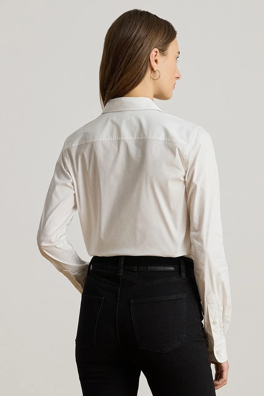 Рубашка Lauren Ralph Lauren цвет белый regular классический воротник 200979990