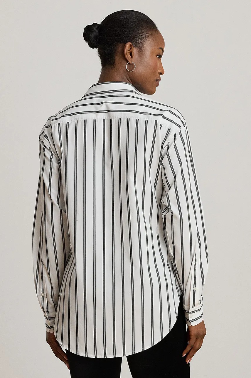 Хлопковая рубашка Lauren Ralph Lauren цвет белый relaxed классический воротник 200979991