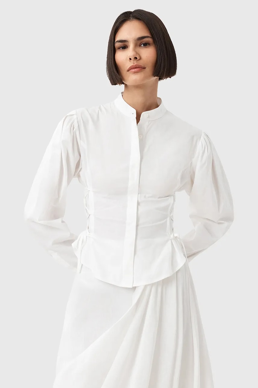 AllSaints cămașă din bumbac EVANNA culoarea alb, slim, W016PD