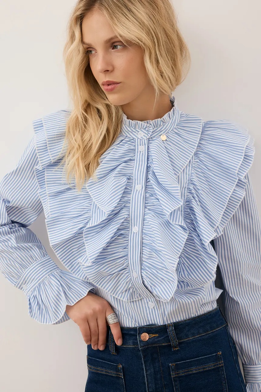 Рубашка Bizuu SANNI regular со стойкой SANNI NIEBIESKI