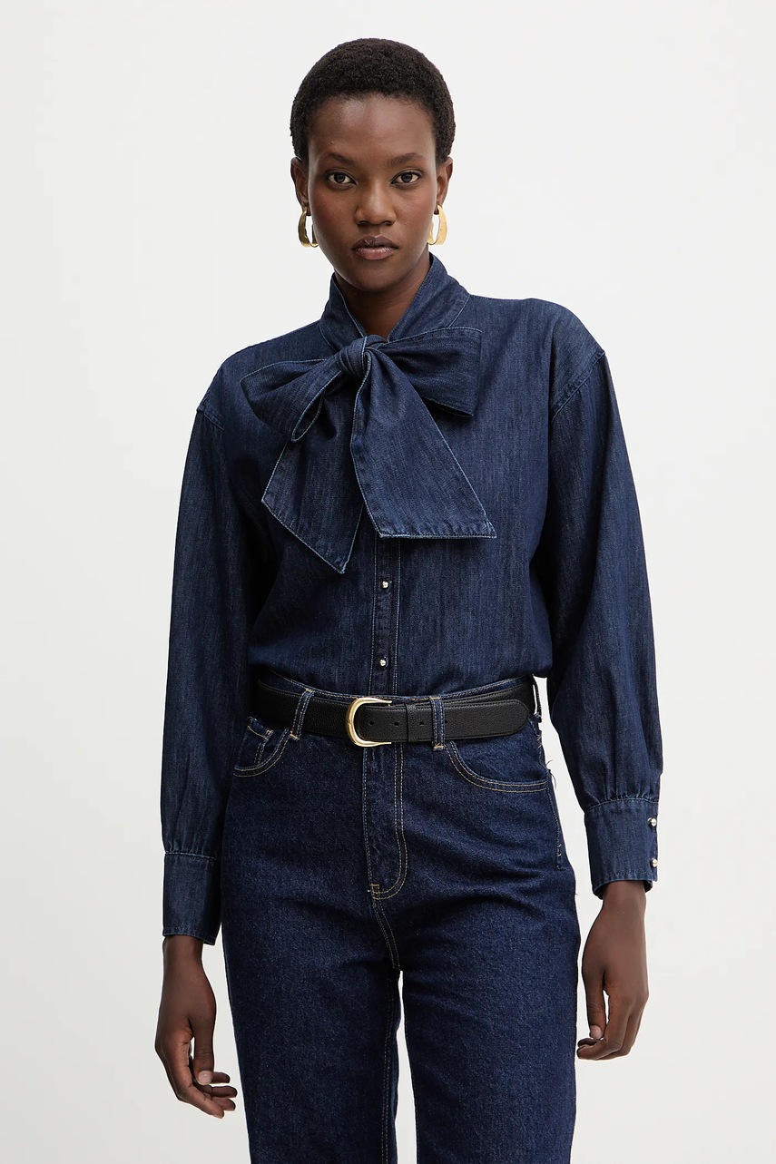 Morgan cămașă jeans cu un decolteu legat, regular, CICK