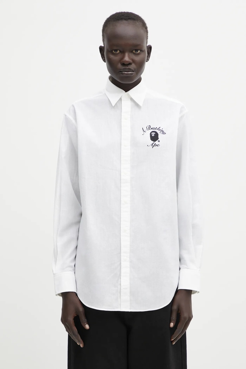 A Bathing Ape cămașă din amestec de in College
