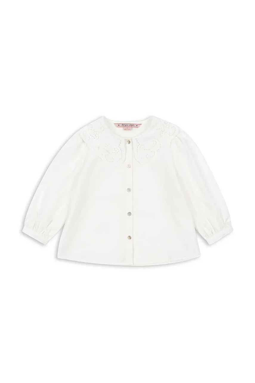 Konges Sløjd cămașă de bumbac pentru copii RILO COLLAR SHIRT GOTS culoarea alb, KS103966