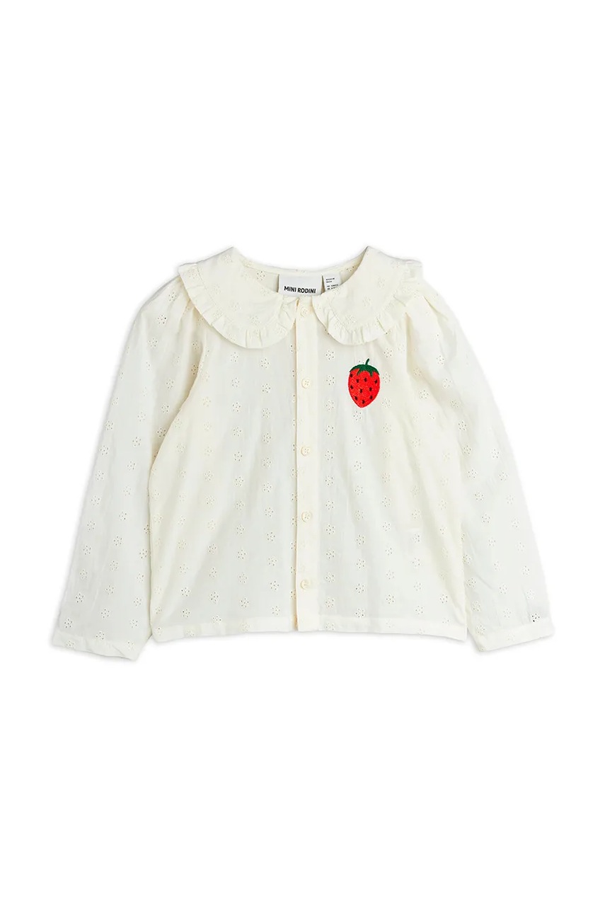 Детская хлопковая рубашка Mini Rodini Strawberry цвет белый 25720127
