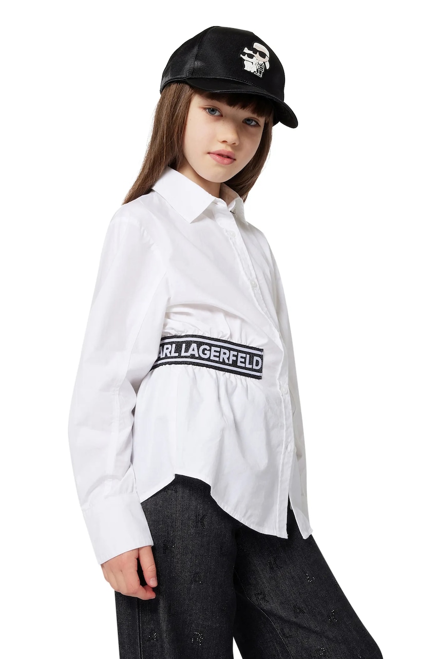 Karl Lagerfeld cămașă de bumbac pentru copii culoarea alb, Z30587 Karl Lagerfeld cămașă de bumbac pentru copii culoarea alb, Z30587