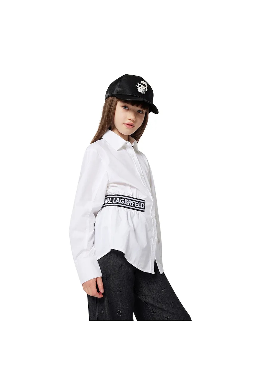 Levně Dětská bavlněná košile Karl Lagerfeld bílá barva, Z30587