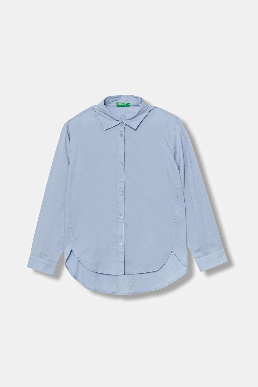 Levně Dětská bavlněná košile United Colors of Benetton modrá barva, 5EW7CQ04A