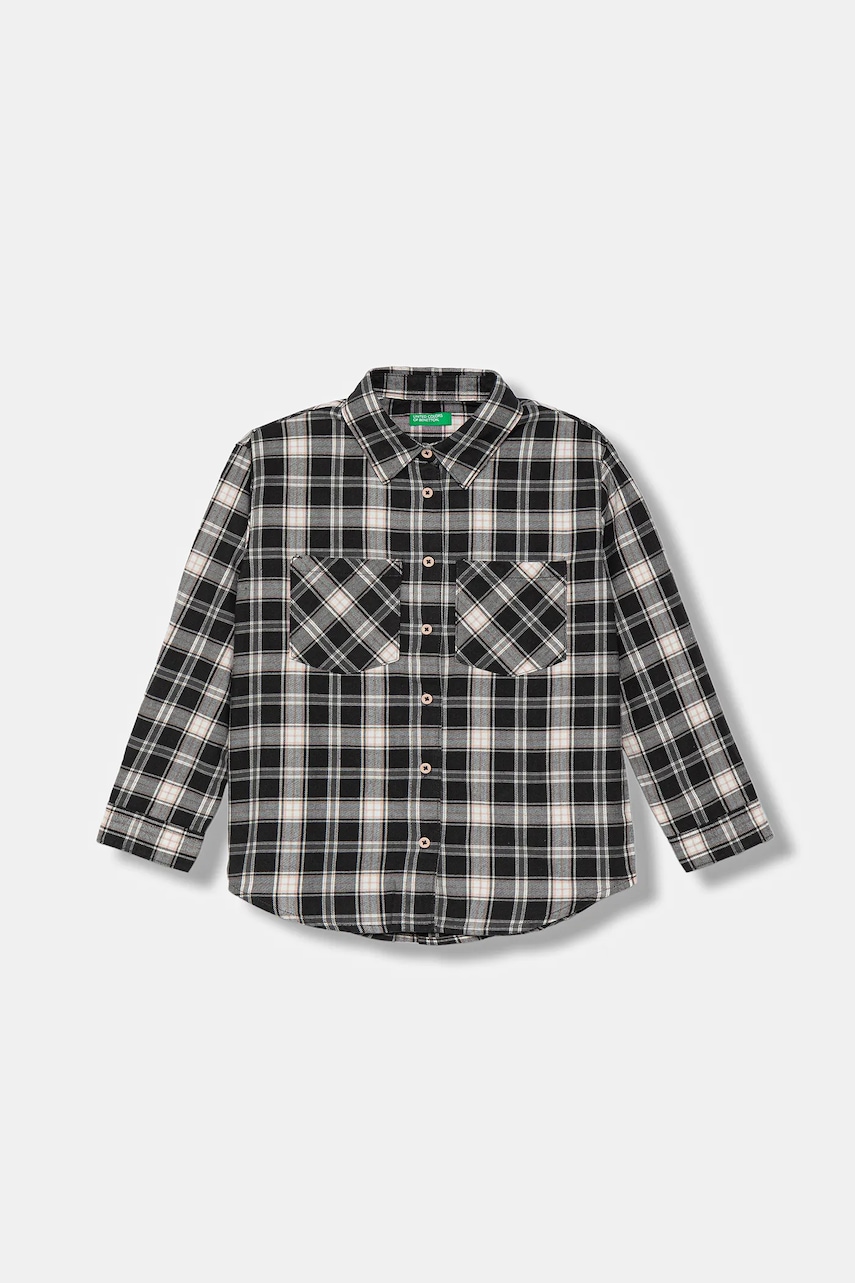 Levně Dětská bavlněná košile United Colors of Benetton šedá barva, 5LQHCQ04D