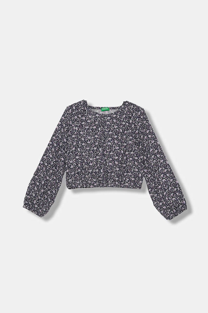 United Colors of Benetton bluză copii culoarea bleumarin, cu imprimeu, 5T2ECQ04H