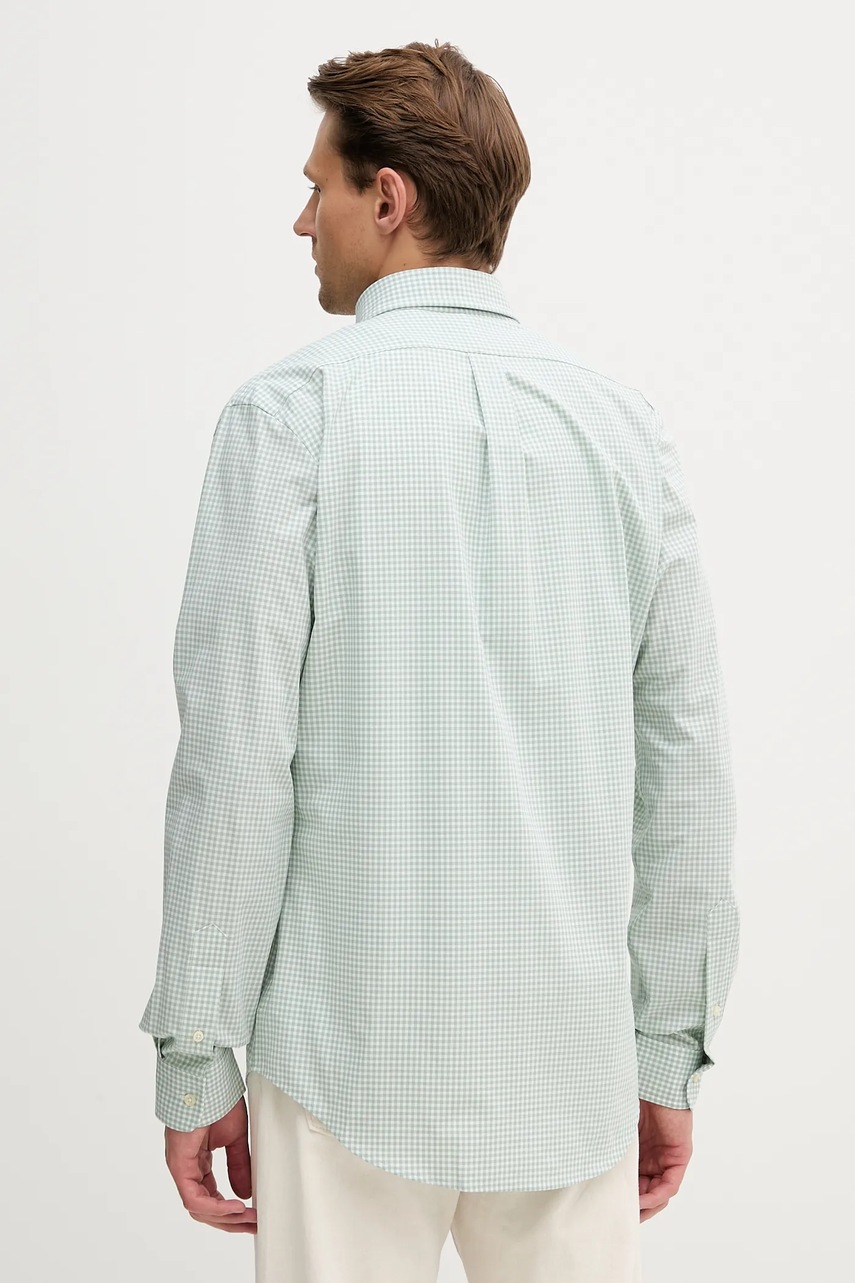 Хлопковая рубашка Polo Ralph Lauren цвет зелёный slim воротник button-down 710929347