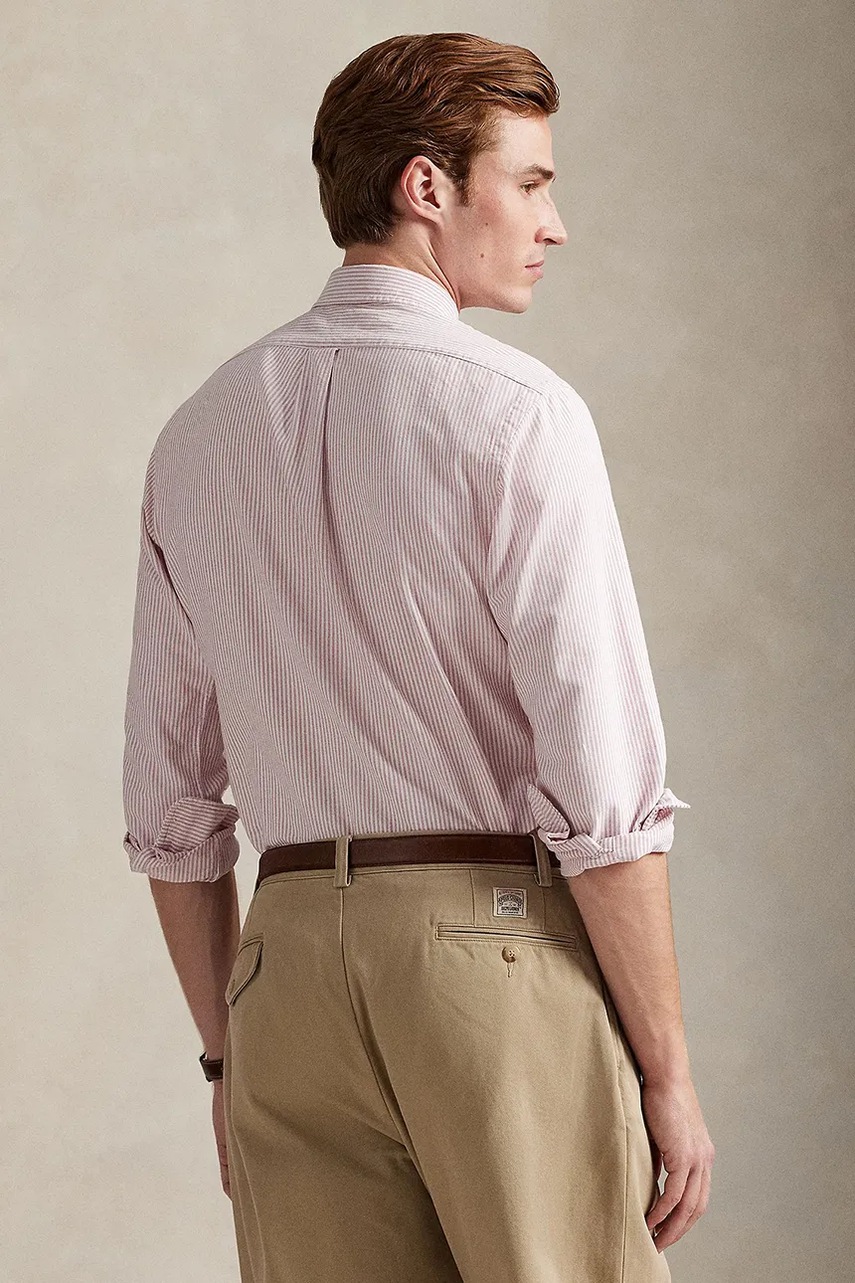 Хлопковая рубашка Polo Ralph Lauren цвет розовый regular воротник button-down 710953704