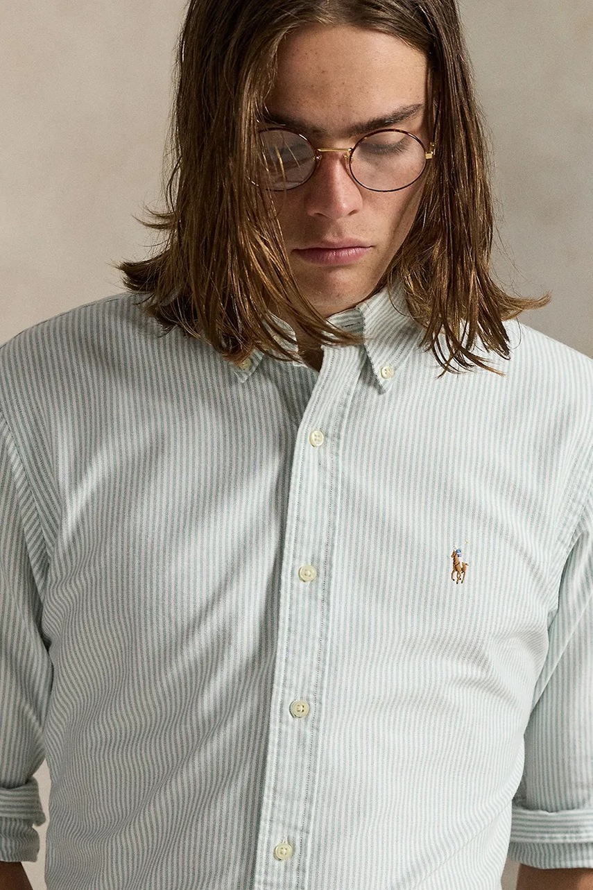 Polo Ralph Lauren pamut ing legombolt galléros, zöld, regular, 710953704 termék 2. képe
