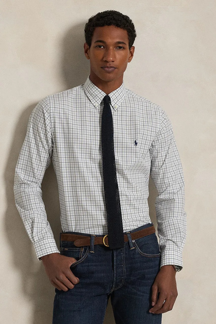 

Риза Polo Ralph Lauren в бежово със стандартна кройка с яка с копче 710968937, Син