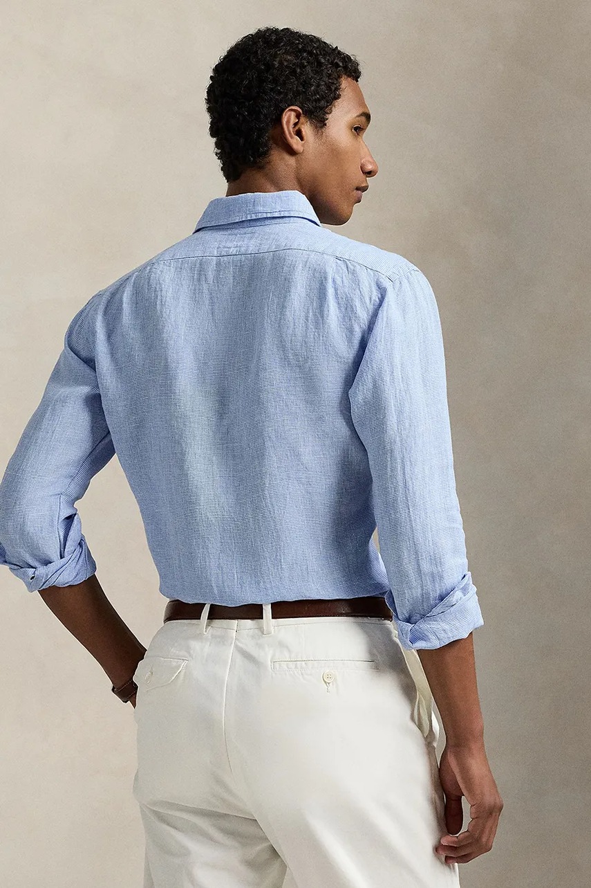 Льняная рубашка Polo Ralph Lauren regular классический воротник 710968971