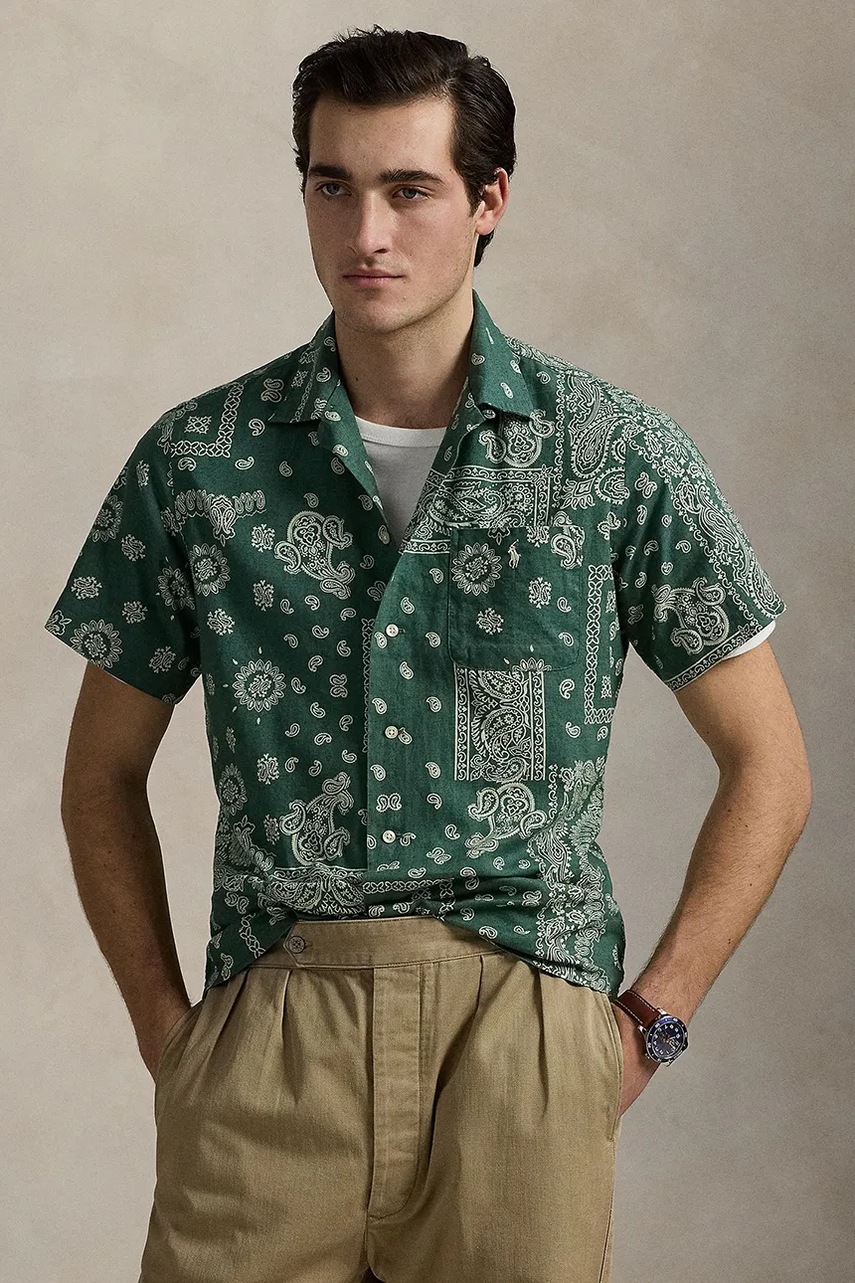 

Ленена риза Polo Ralph Lauren, Зелен