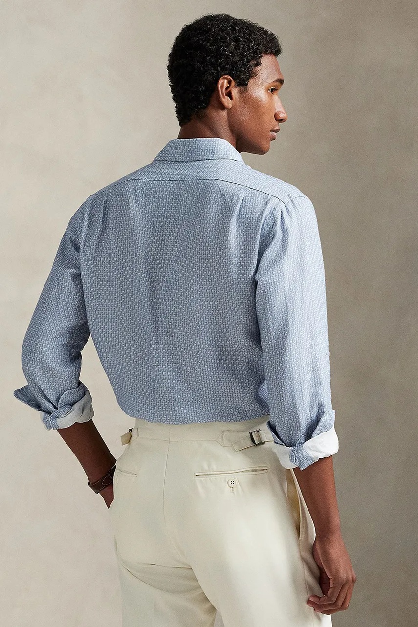 Льняная рубашка Polo Ralph Lauren regular итальянский воротник 710974546