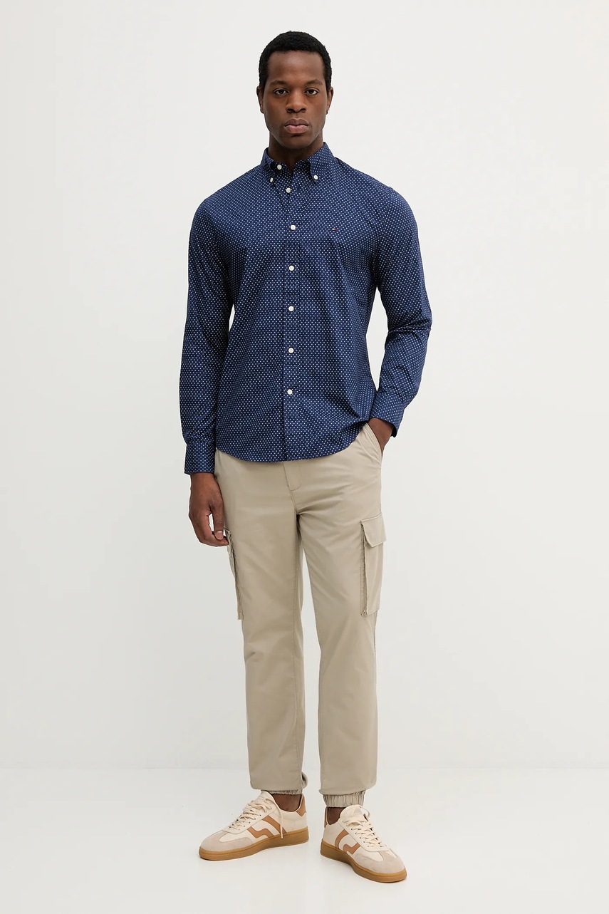 Хлопковая рубашка Tommy Hilfiger цвет синий regular воротник button-down MW0MW39437