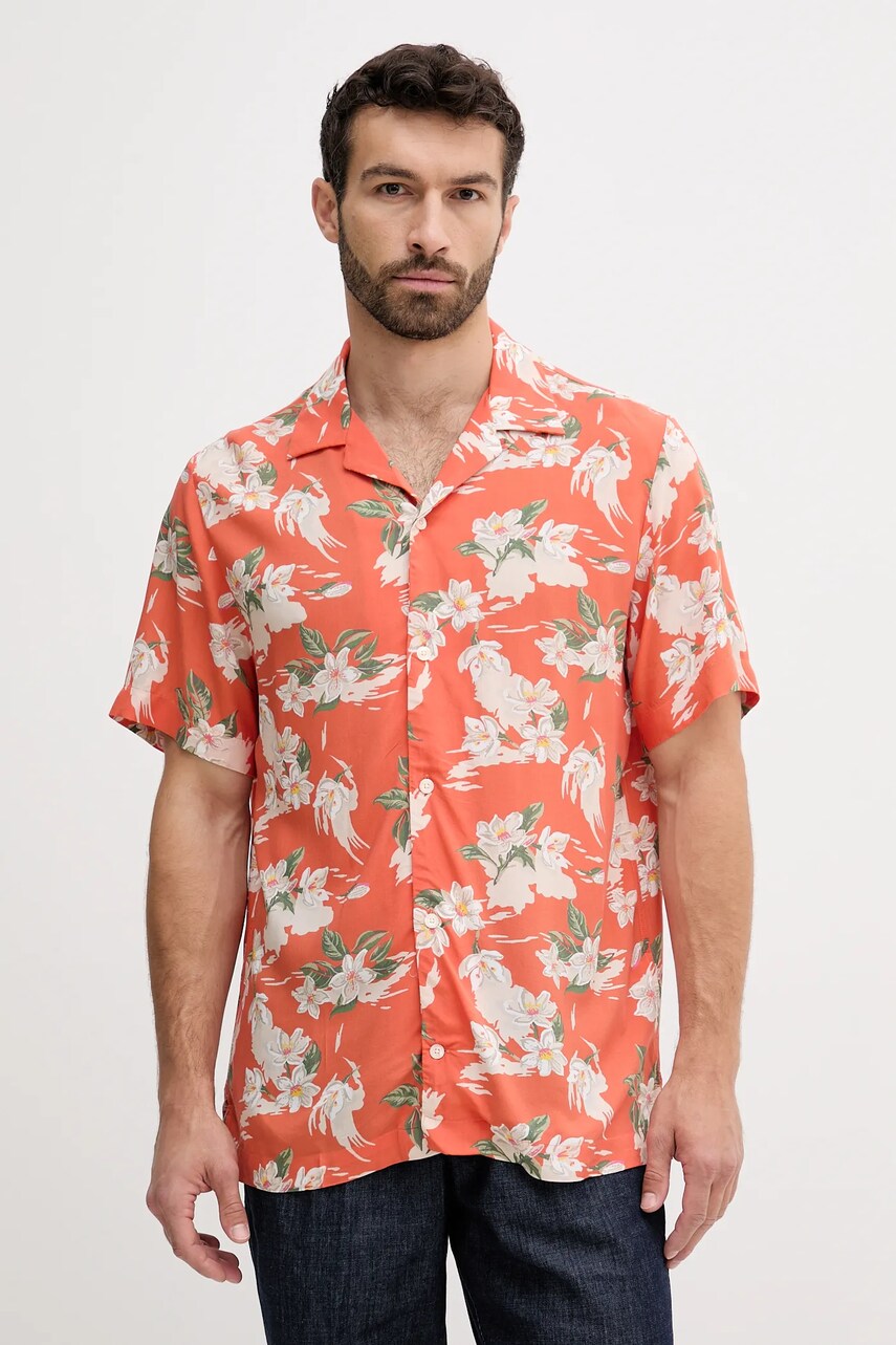 Levně Košile Tommy Hilfiger pánská, oranžová barva, regular, MW0MW39448