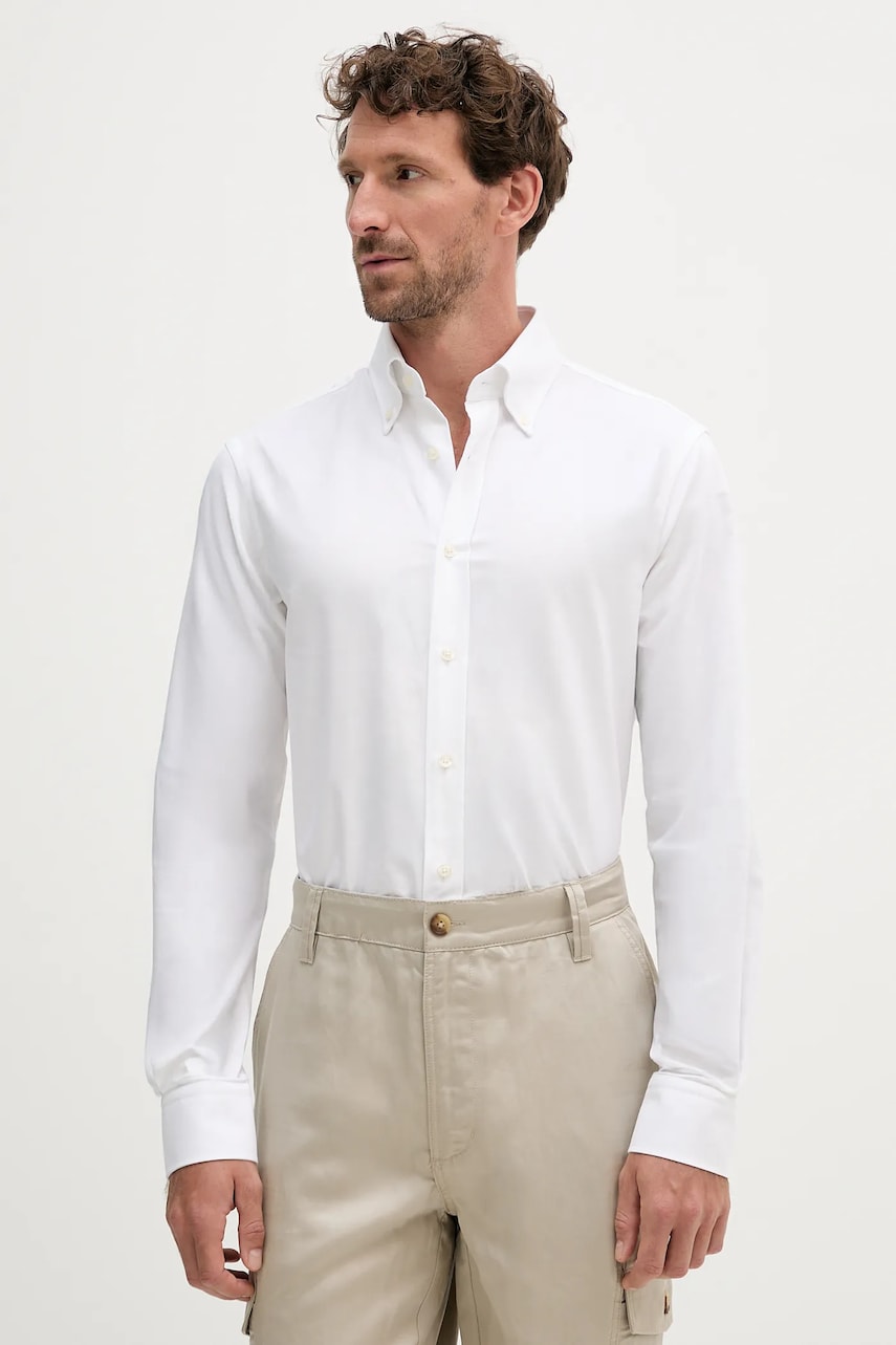 Levně Bavlněná košile Tommy Hilfiger pánská, bílá barva, regular, s límečkem button-down, MW0MW39754