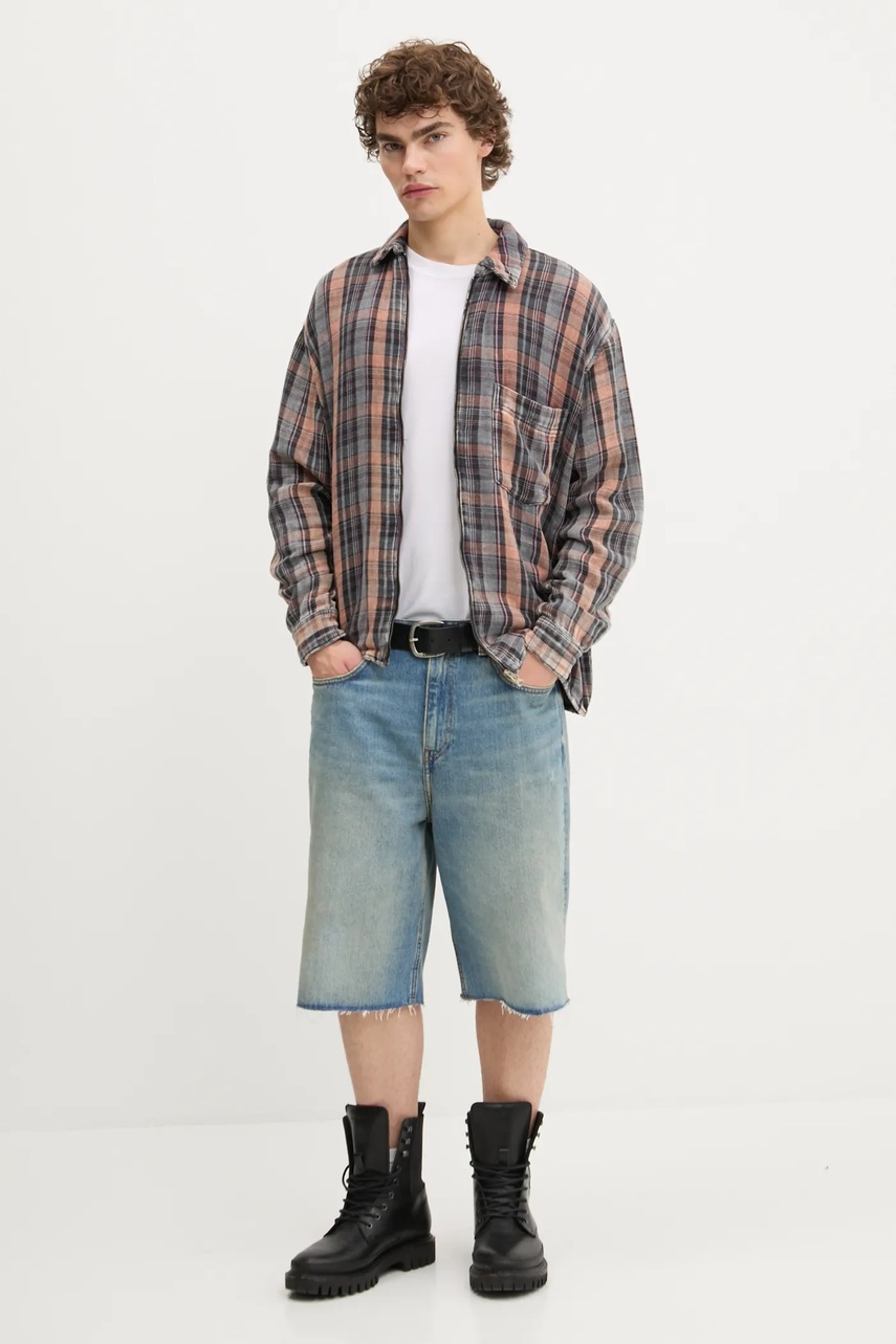 Хлопковая рубашка Won Hundred цвет серый relaxed классический воротник 3704-13059