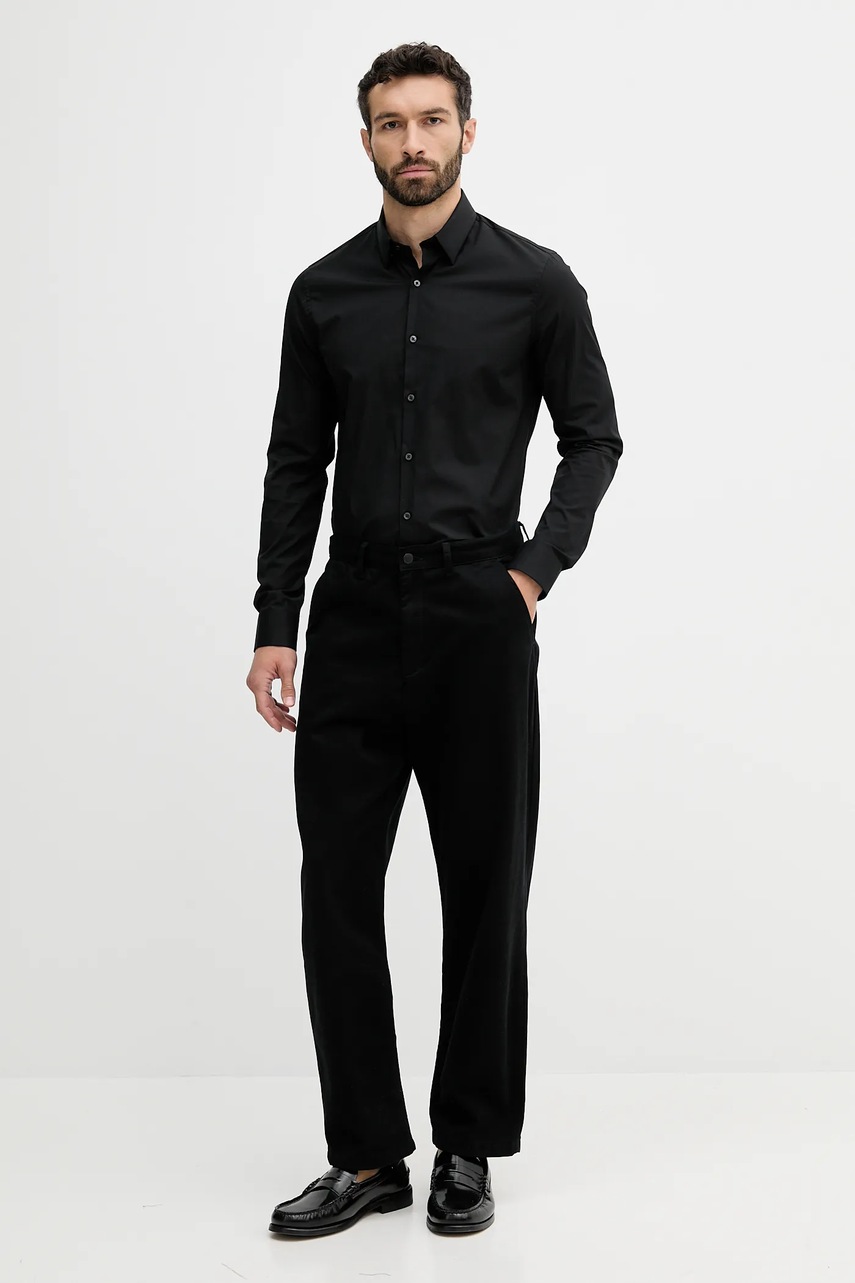 Рубашка Calvin Klein цвет чёрный slim классический воротник LV019EU030