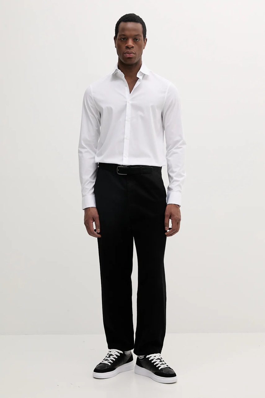 Рубашка Calvin Klein цвет белый slim классический воротник LV019EU000