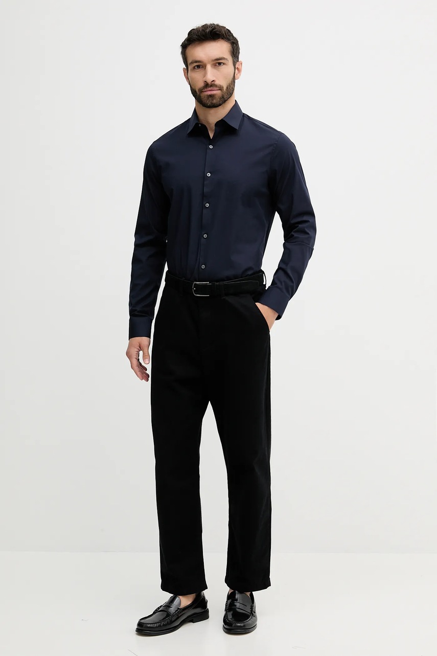 Рубашка Calvin Klein цвет синий slim классический воротник LV019EU000