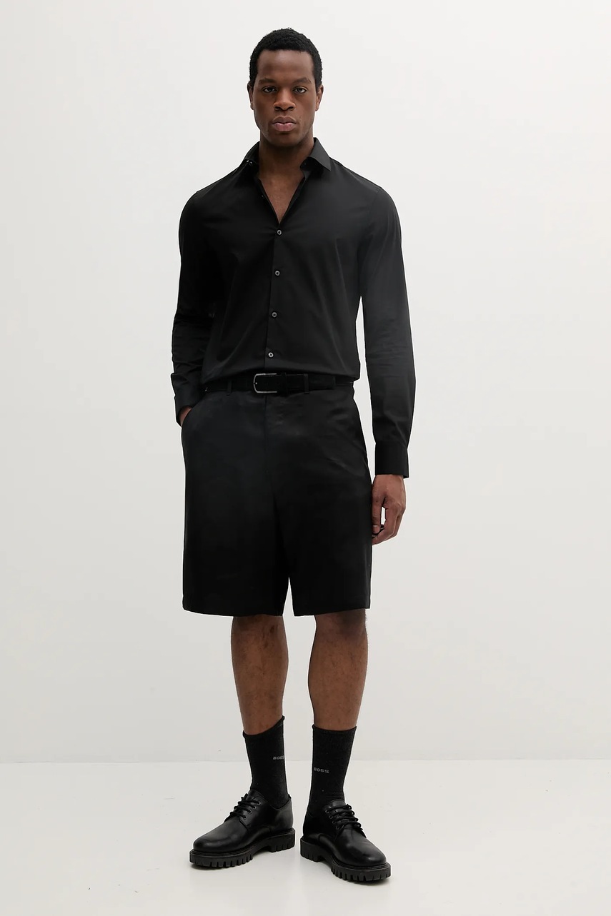 Рубашка Calvin Klein цвет чёрный slim классический воротник LV019EU000